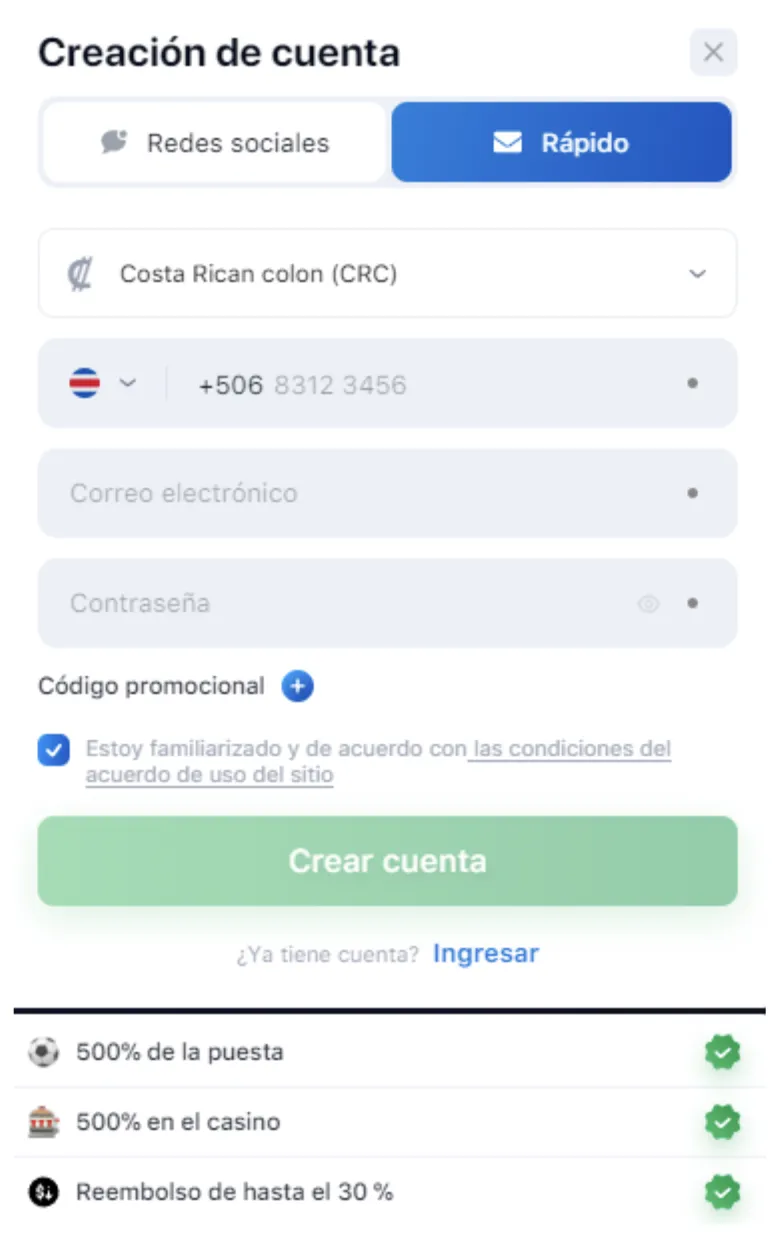 1win iniciar sesión